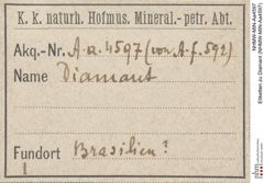 Etiketten zu Diamant (NHMW-MIN-Aa4597)